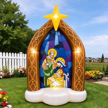 7FT Christmas Inflatables Nativity Scene Blow Up Outdoor Decorations