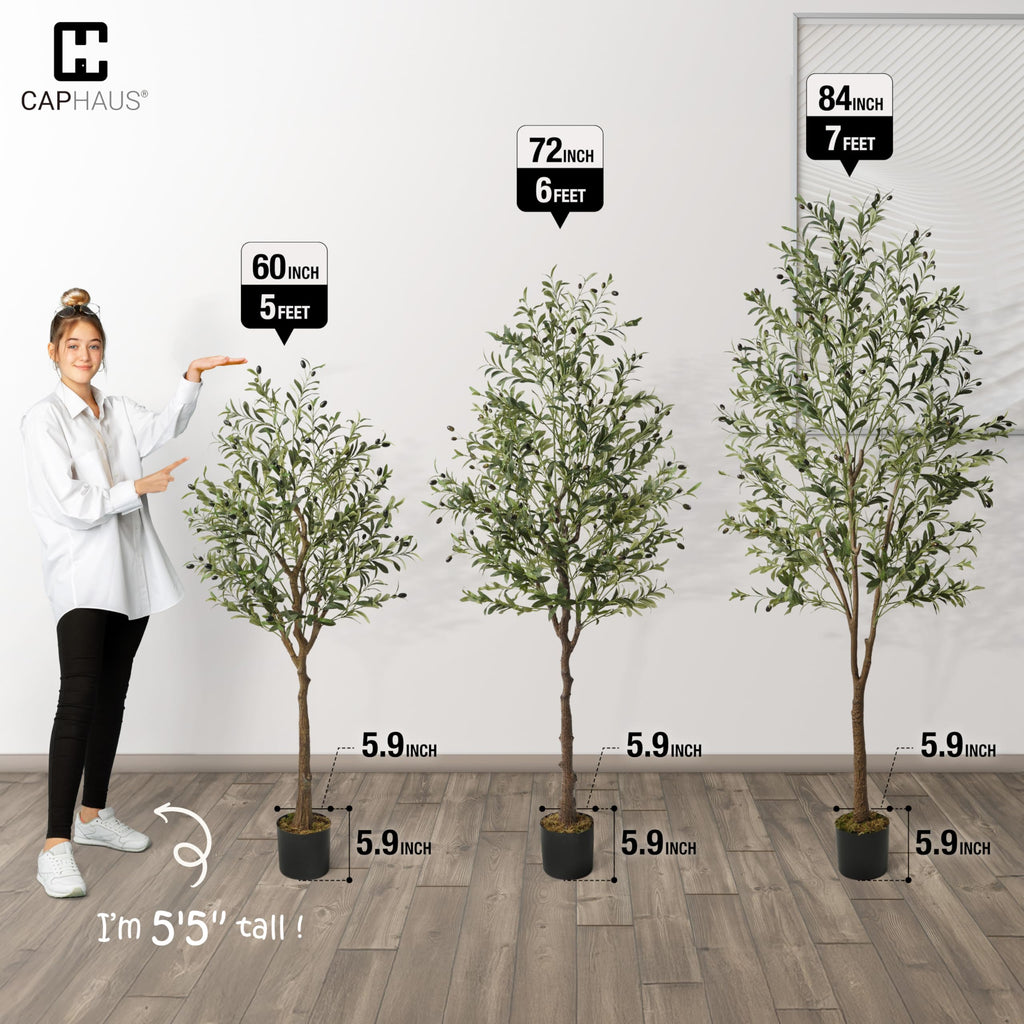 7FT Artificial Olive Tree Potted, UV Resistant Indoor Faux Plant - Realistic Decor, Housewarming Gift (84 Inch)