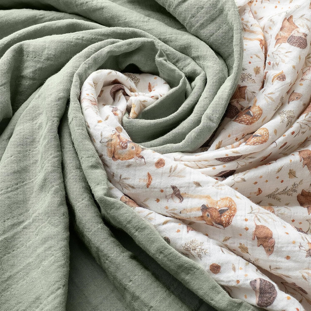 Certified Organic Muslin Swaddle Blankets, 2 Pack Baby Receiving Blankets, Soft Breathable Cotton Swaddles
