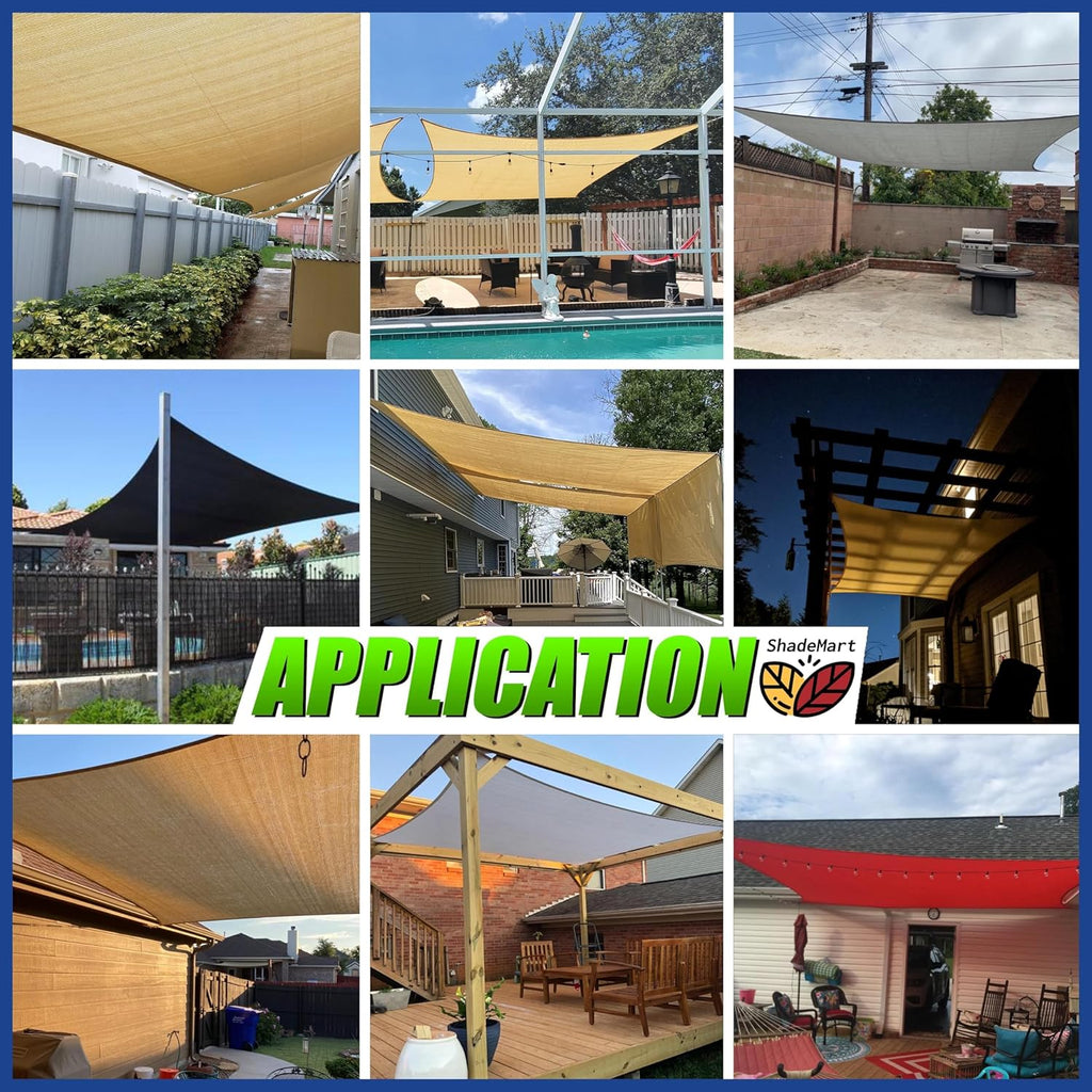 14' x 18' Beige Sun Shade Sail Rectangle Canopy Fabric Cloth Screen smTAPR1418, Water and Air Permeable & UV