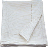 Ivory White Hemstitched Design Holiday Special Occasion Dinner Tablecloth, 65" X 84" Rectangular, 10