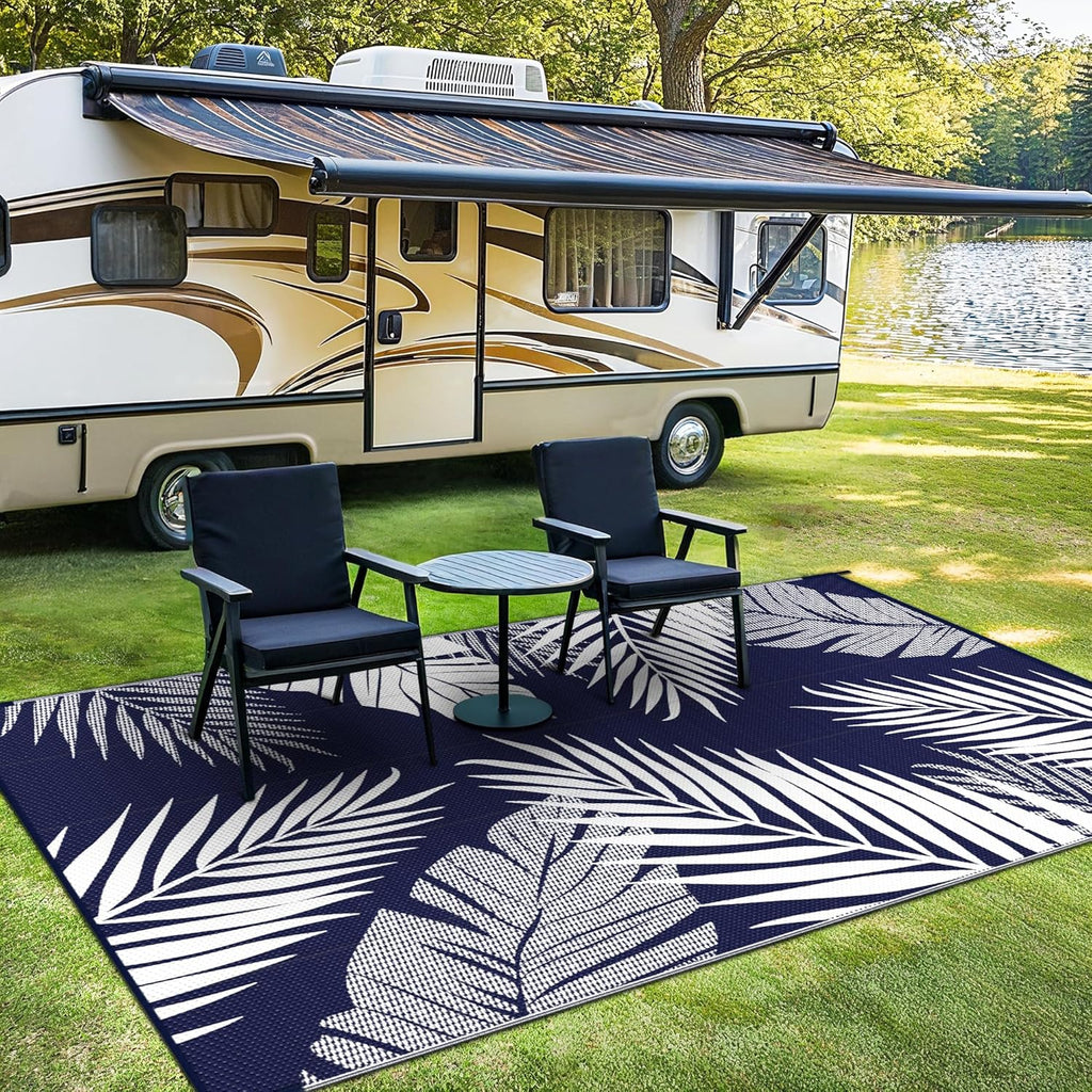 Outdoor Rug 9’x12’ Waterproof for Patio Clearance, Reversible Indoor Outdoor Plastic Straw Camping R