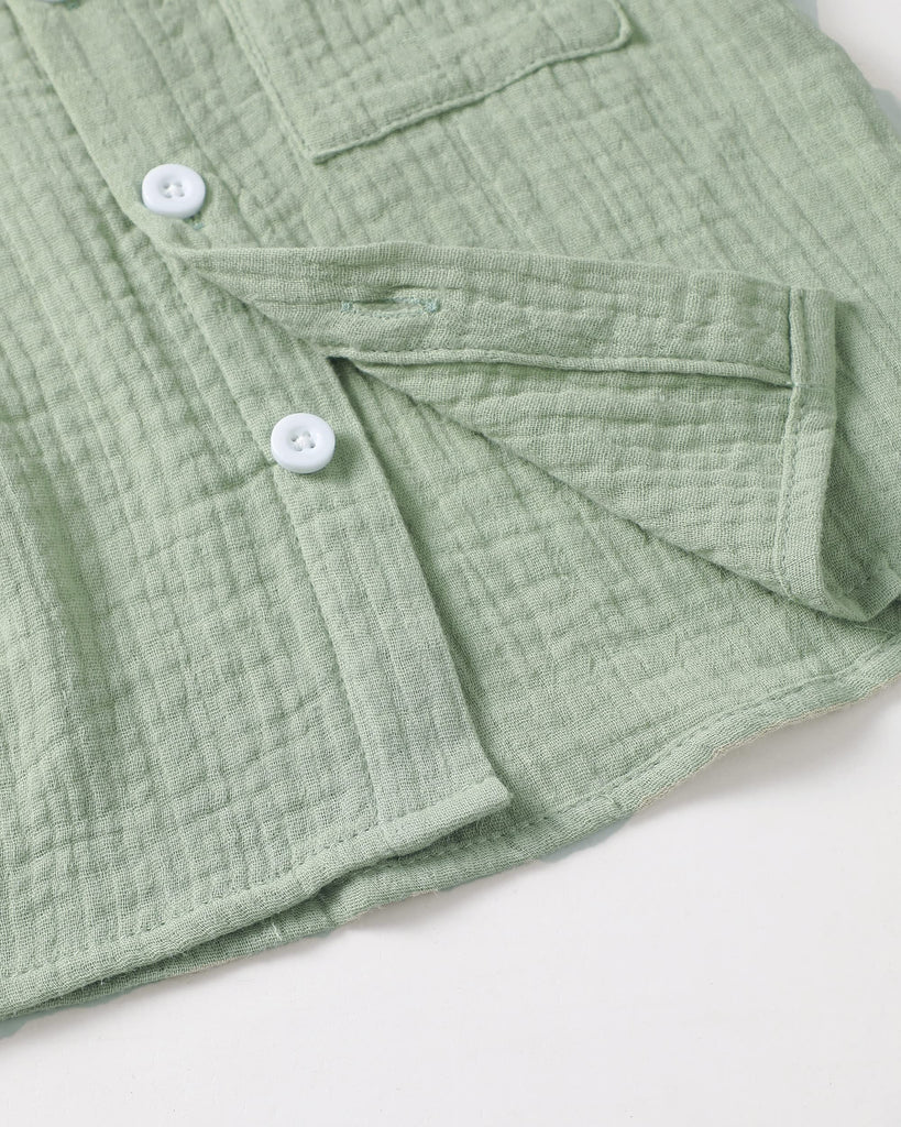 Toddler Boy Clothes Linen Outfits Sage Green Shorts Sets
