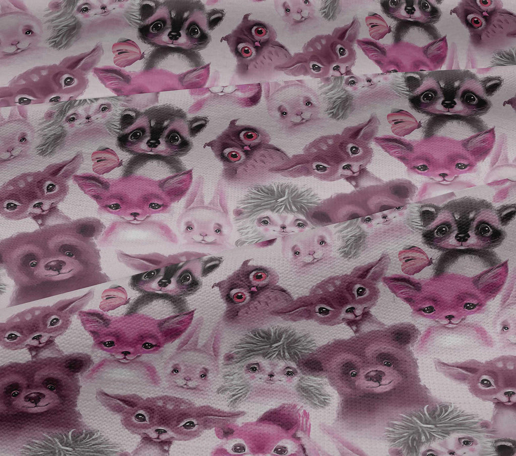 Cotton Jersey Pink Fabric Animals Watercolor DIY Clothing Quilting Fabric Print Fabric By Yard 58 Inch Wide