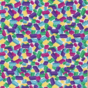 Building Blocks Cotton Fabric, Blocks Multi Cut by The Yard
