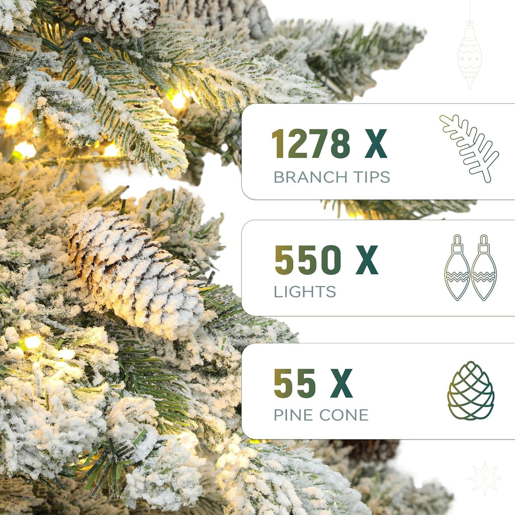 Prelit Mountain Pine Flocked Christmas Tree with Remote