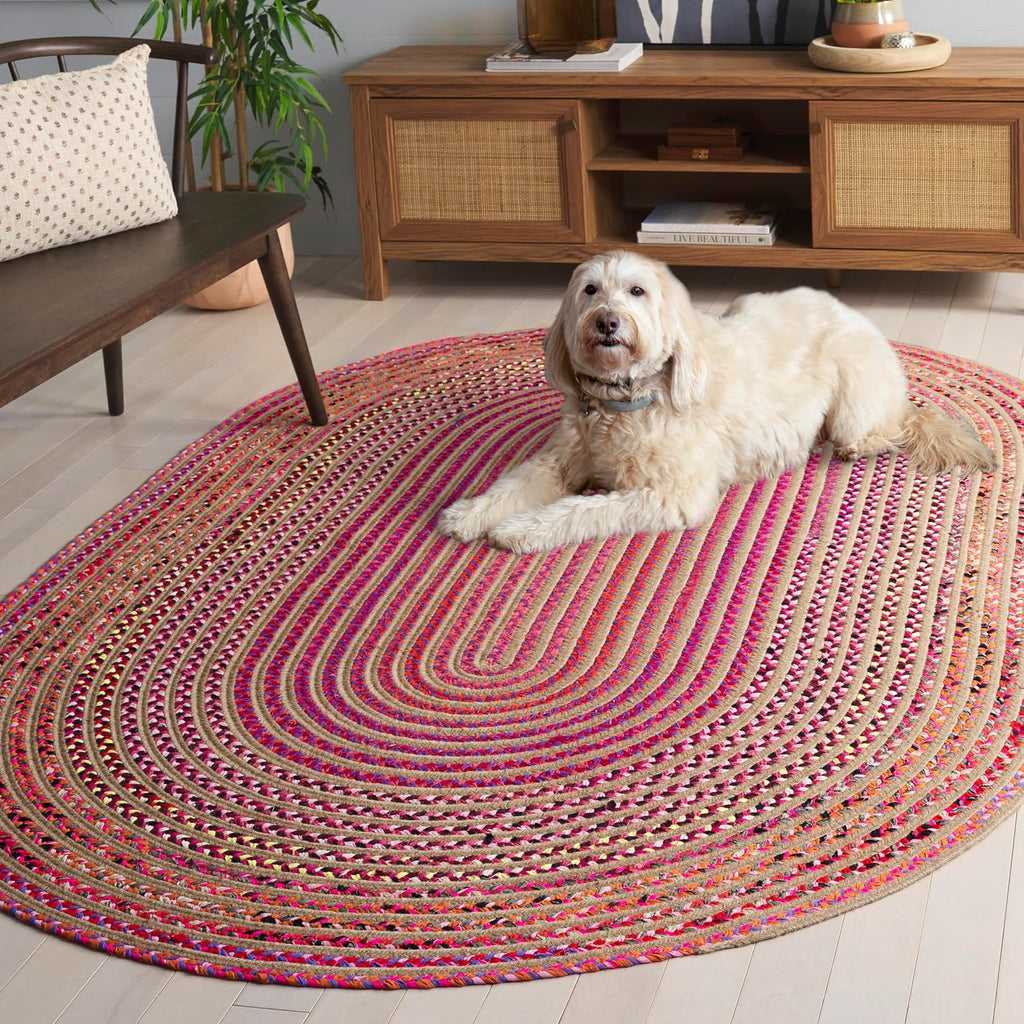 Braided Oval Rug 4x6, Brown & Red BRA861P