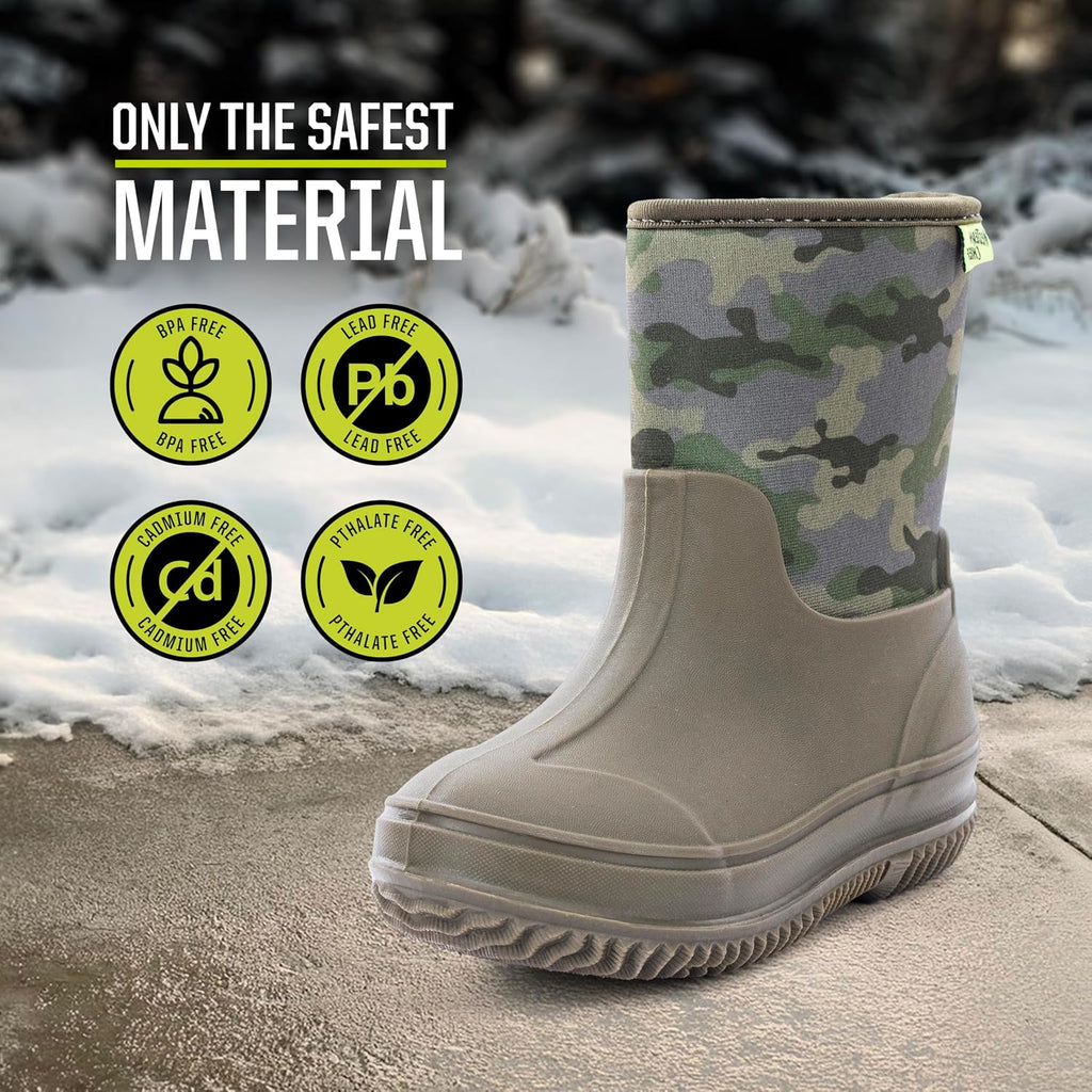 Kids Freestyle Neoprene Outdoor Boot, Lightweight, Kid Friendly for Boys and Girls Waterproof Boot for Rain, Mud