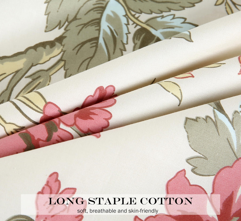Branches Floral Cotton Pillow Cases King Size Set of 2, 20x36