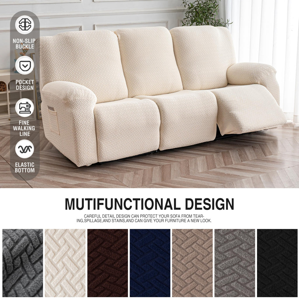 Recliner Sofa Cover Stretch Couch Covers, Sofa Slipcover for Reclining Couch Thick Jacquard Furniture Protector