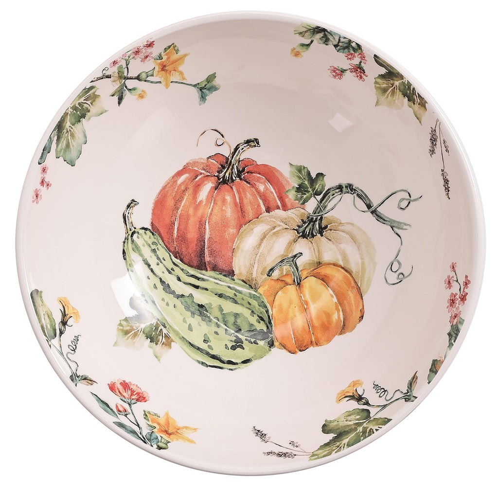 Pumpkin Feast Ceramic 13 inch Serving Bowl, Microwave & Dishwasher Safe
