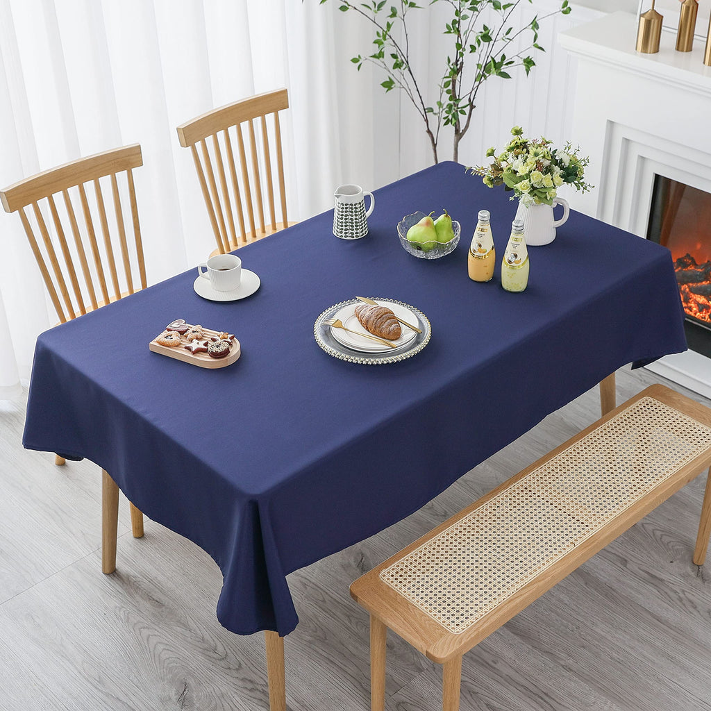 Blue Waterproof Fabric Tablecloth for Rectangle Table Spill Proof Polyester Table Cloth 1 Pack Decorative Washable