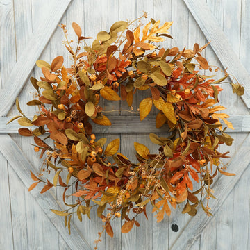 Artificial Fall Wreath for Front Door Autumn Wreath Decor