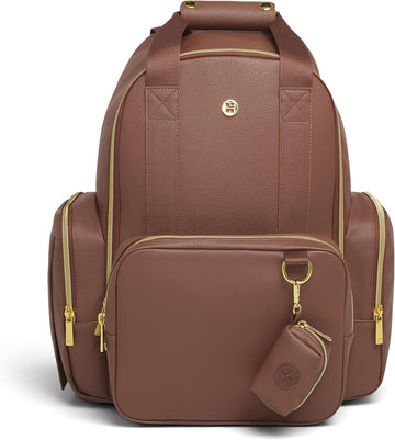 Unisex-adult Signature Hug Pack Diaper Backpack, Cognac Leather, One Size