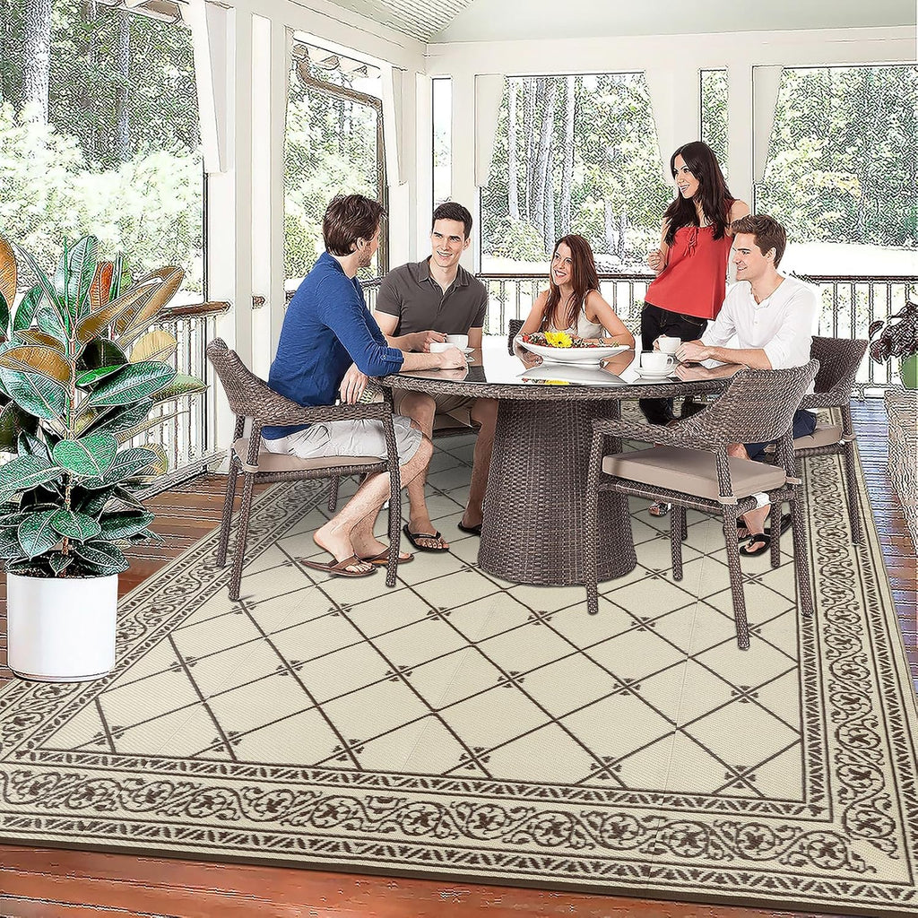 Outdoor Rugs s Clearance Brown Camping Rug for RV Outside, Reversible Waterproof Plastic Straw Rug Large Outdoor