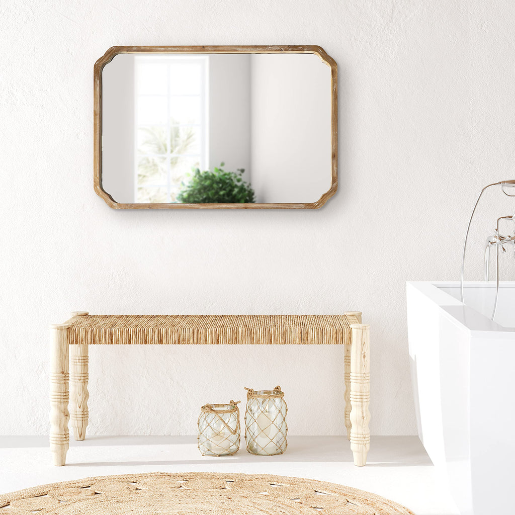 Marston Farmhouse Rectangle Wall Mirror; 24 x 36; Rustic Brown; Decorative Rustic Mirror for Wall