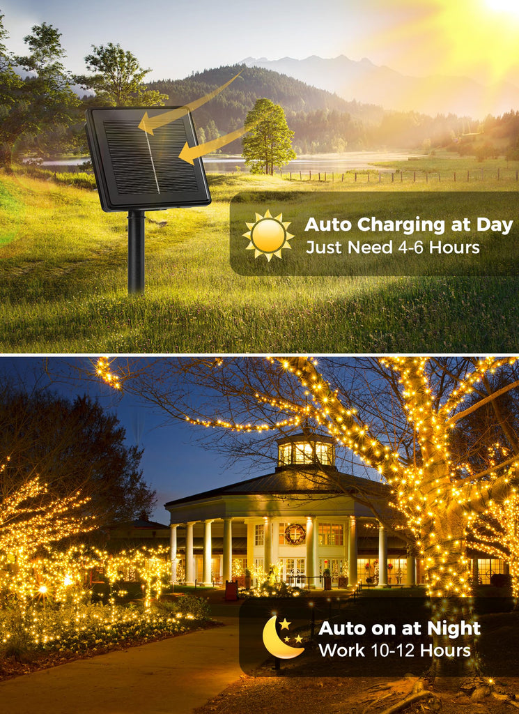 Solar String Lights Outdoor Waterproof, 2 Pack Total 400 LED