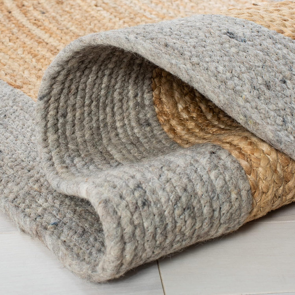 Braided Oval Rug 4x6, Wool Silver & Brown BRD910G