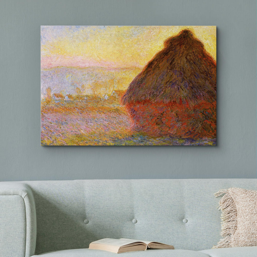 Claude Monet Haystacks in Morning Light - Impressionist Modern Art - Canvas Art Home Art - 12x18 inches