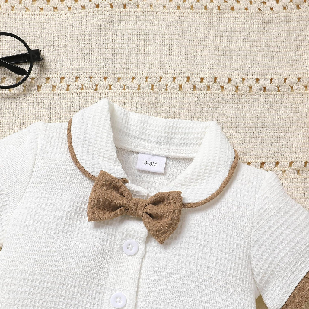 Baby Boy Clothes Baptism Suit Gentleman Wedding Outfits Shirt and Bloomers Shorts Set 1st Birthday Cake Smash