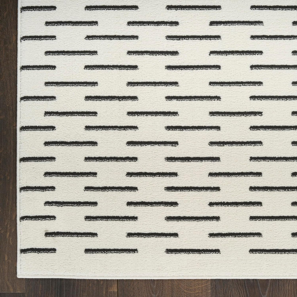 Home Nordic Ivory Black Area Rug - Easy Clean, Non Shedding, Bed Room, Living Room, Dining Room, Kitchen (8'