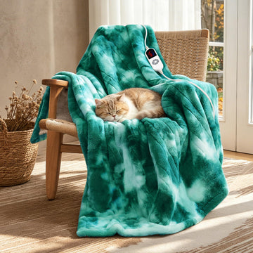 Electric Heated Twin Faux Rabbit Fur Blanket 6 Heating Levels