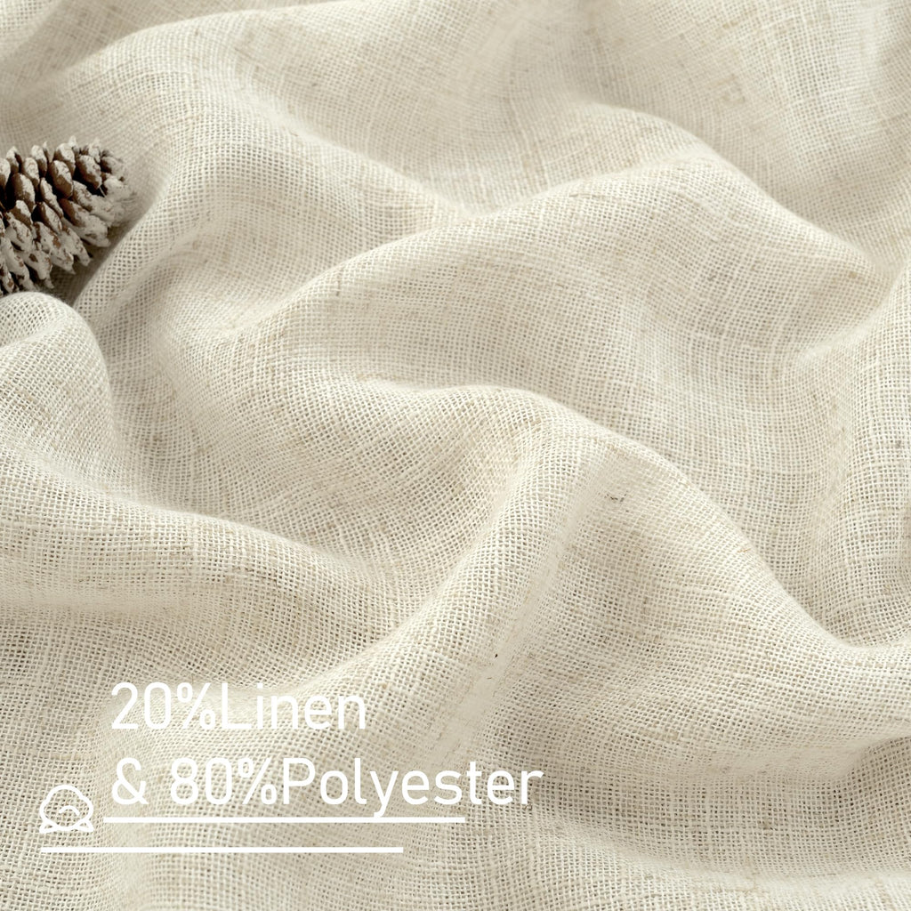Linen Semi Sheer Curtains 96 inch Length 2 Panels Set Cream Ivory