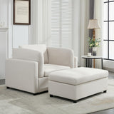 Luxe Oversized Lounge Chair and Ottoman — Cream Chenille