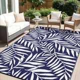 Waterproof Outdoor Rug 9x12 ft, Reversible Outdoor Plastic Straw Rug with Leaf Pattern, RV Mat, Indo