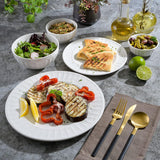 Zen Buffet Porcelain Ceramic Dinnerware Sets for 8, Plates and Bowls Set (40pcs), White Embossed Dishes
