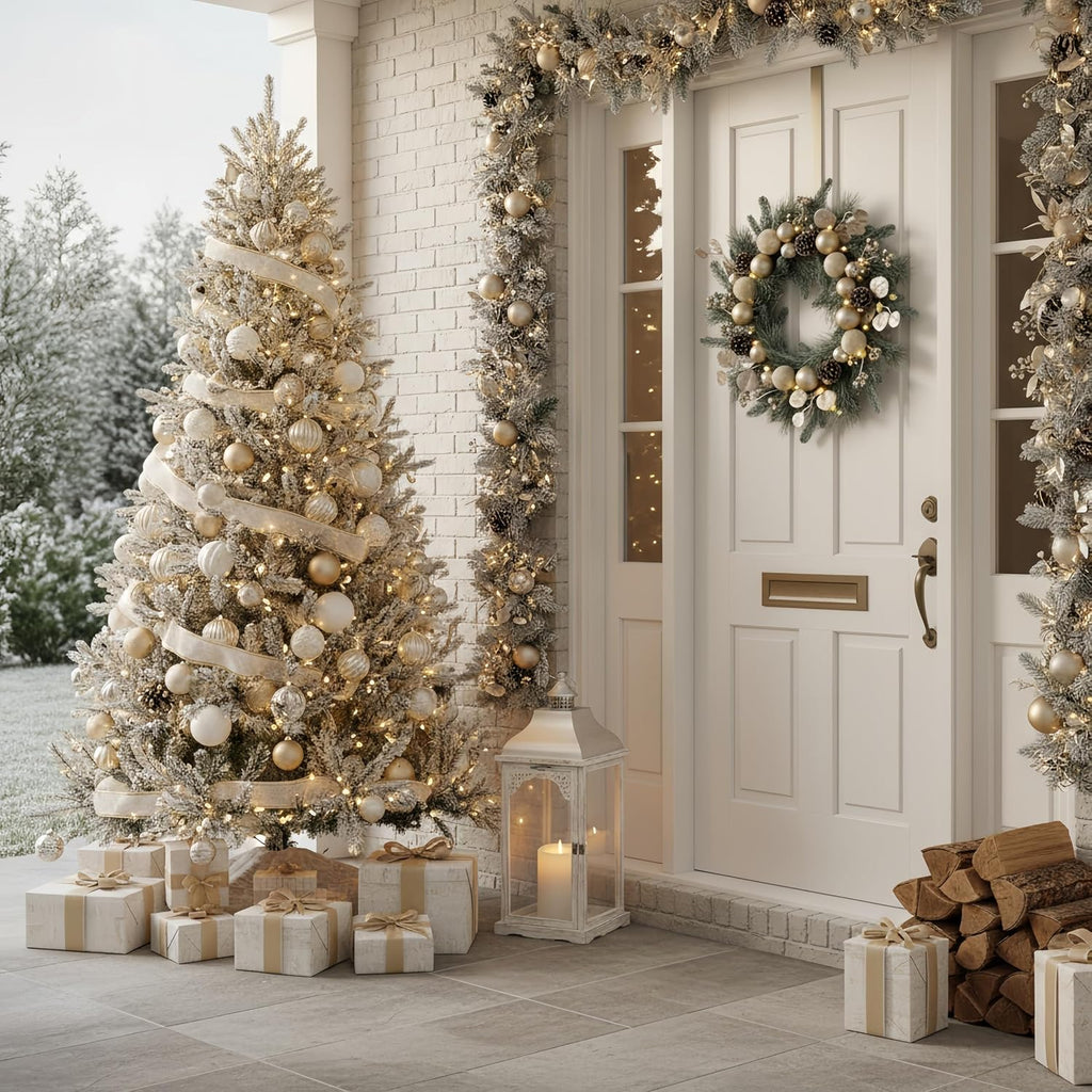 24" Pre-Lit Christmas Wreath for Front Door with Lights