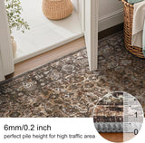 Washable Large Round Area Rug 6ft for Living Room, Washable Vintage Accent Distressed Faux Wool Ultr