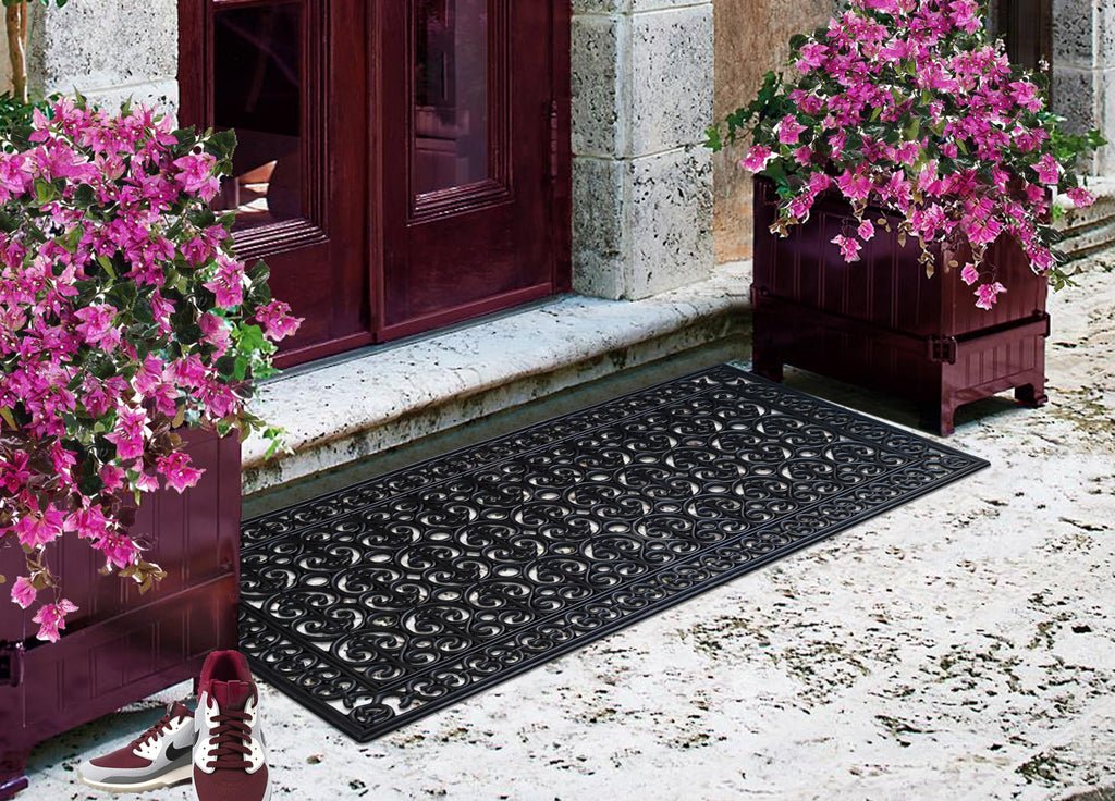 Heavy Duty Rubber Doormat 30"×60" - Won't Blow Away | Outside Front Door Mat, Mud Dirt Scraper, Non-Slip