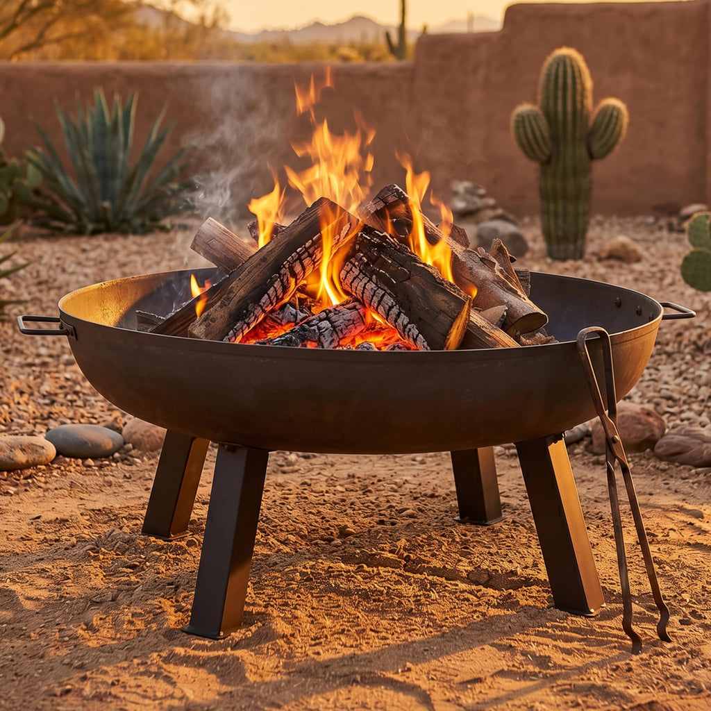 34" Heavy-Duty Cast Iron Fire Pit Bowl for Outside, Wood-Burning