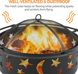 Fire Pit 30in Fire Pits for Outside Wood Burning Outdoor Fireplace with Spark Screen, Poker for Bonfire Patio Backyard Garden Picnic - Image 7