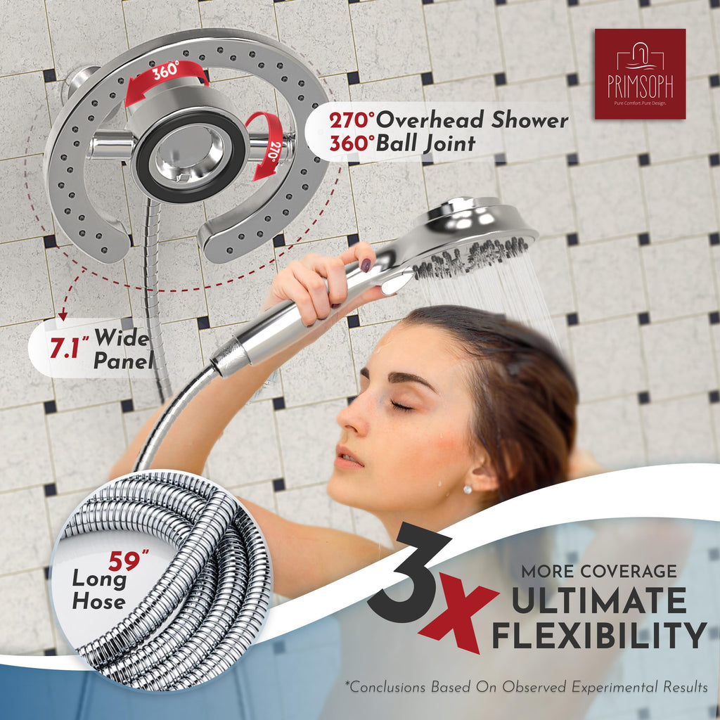 Shower Head Handheld Spray Combo 10 Mode Spray Settings Magnetic 2-in-1 High Pressure Dual Showerhead Auto-Switch