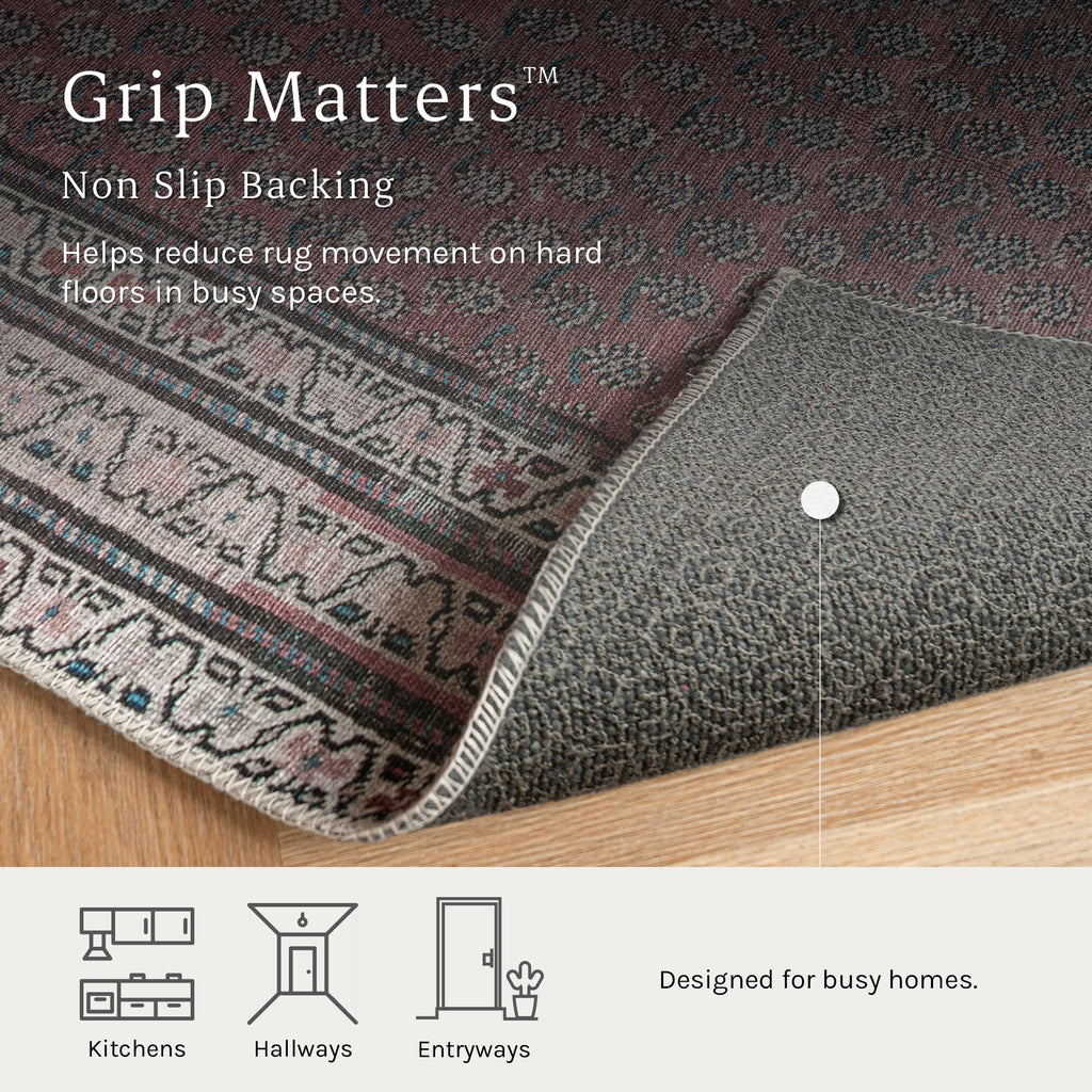 Rusty Rhythm Burgundy Area Rug - Persian-inspired design