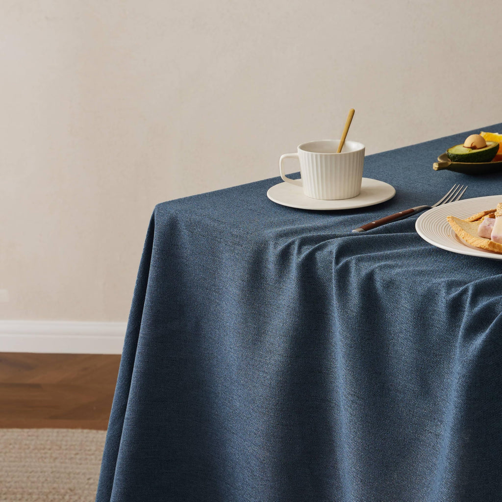 Tassel Linen Round Table Cloth, Navy 60 Inch