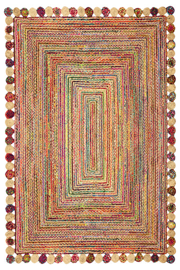 Rectangular Area Rug - 2x3 Feet Multicolor Cape Code Chindi Cotton Jute Rug Geometric Kilim Rug Indoor Outdoor Use