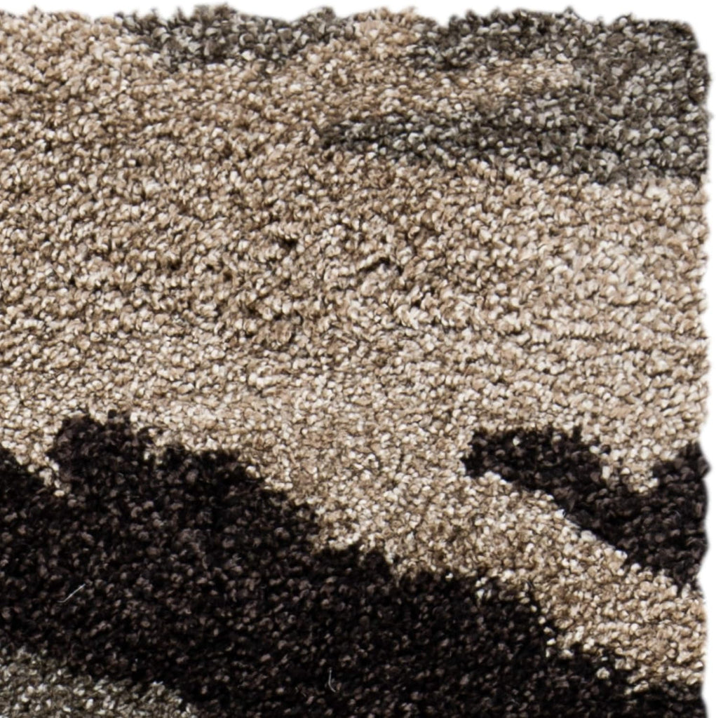 Florida Shag Collection Area Rug - 4' Square, Beige & Multi, Camouflage Design, Non-Shedding & Easy Care, 1.2-inch