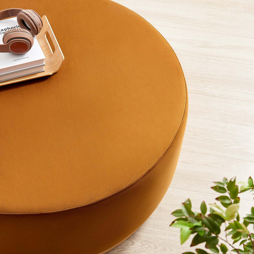 Large 38" Round Performance Velvet Upholstered Upholstered Ottoman