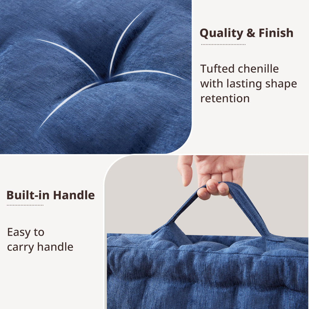 Floor Pillow, Large Cushion for Meditation, 24x24" Navy