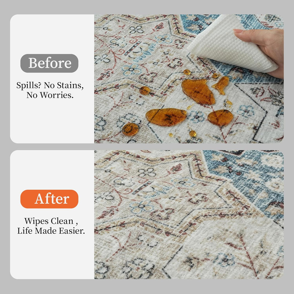 4x6 Vintage Oriental Moroccan Washable Area Rug Non-Slip Carpet