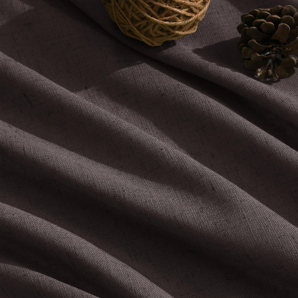 Cocoa Coffee Linen Curtains 72 Inch Long Bedroom Lightweight Door Drapes 2 Panels Set, Semi Sheer Light Filtering