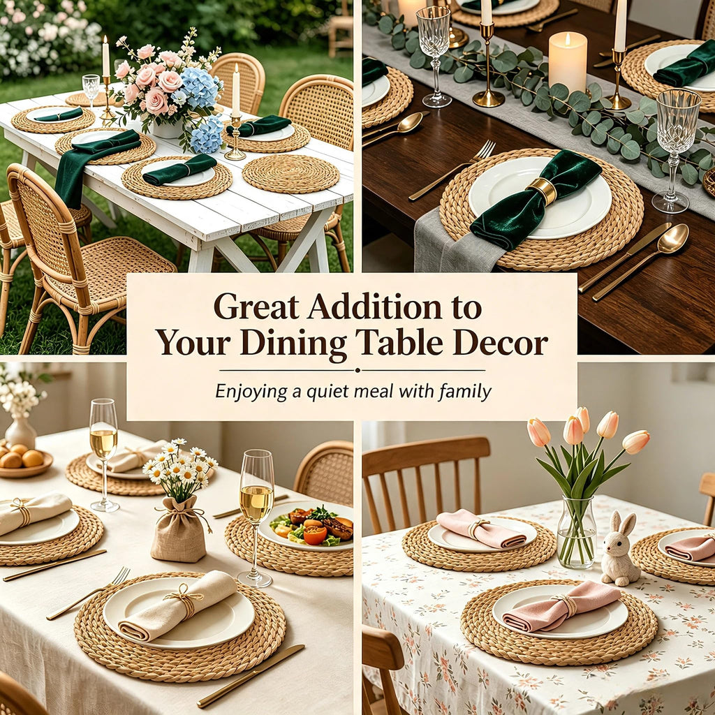 13.8" Round Woven Placemats, Plate Chargers for Dining Table