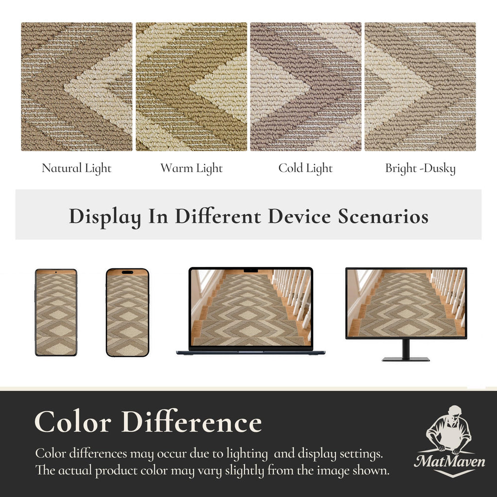 Stair Treads for Wooden Steps Indoor, 14 Pack 9"x28", Beige