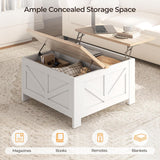 Farmhouse Lift Top Coffee Table with Storage, Square Coffee Table