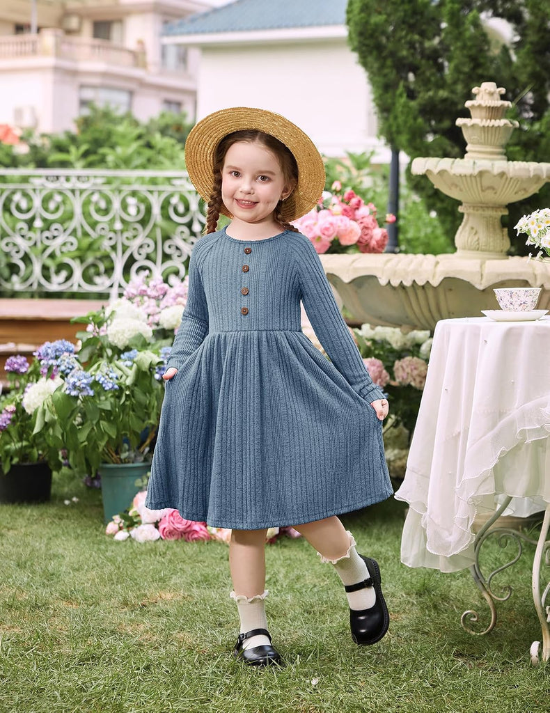 Toddler Girls Sweater Long Sleeve Knit Fall Winter Dresses