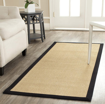 Natural Fiber Collection Runner Rug - 2'6" x 8', Maize & Black, Border Sisal Design, Easy Care, Ideal for High