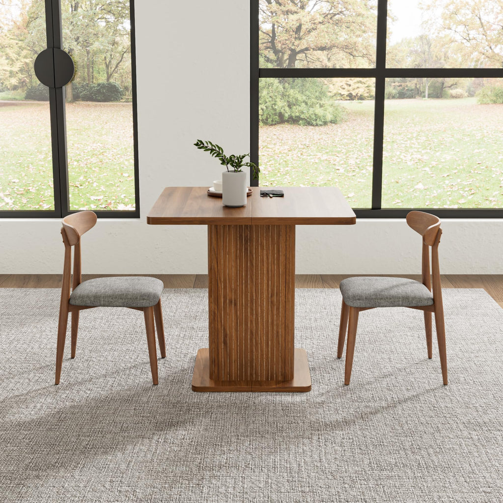 Small Square Dining Table for 2-4, 31.5 Inch Farmhouse Kitchen Table with 2-Tier Storage Shelf, Modern Wood Dinner